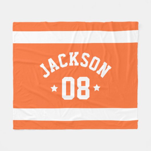 Gepersonaliseerde atleet naam en nummer Sinaasappe Fleece Deken (Voorkant (Horizontaal))