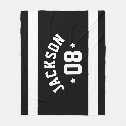 Gepersonaliseerde atleet naam en nummer zwart fleece deken (Voorkant)
