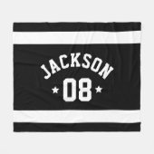 Gepersonaliseerde atleet naam en nummer zwart fleece deken (Voorkant (Horizontaal))