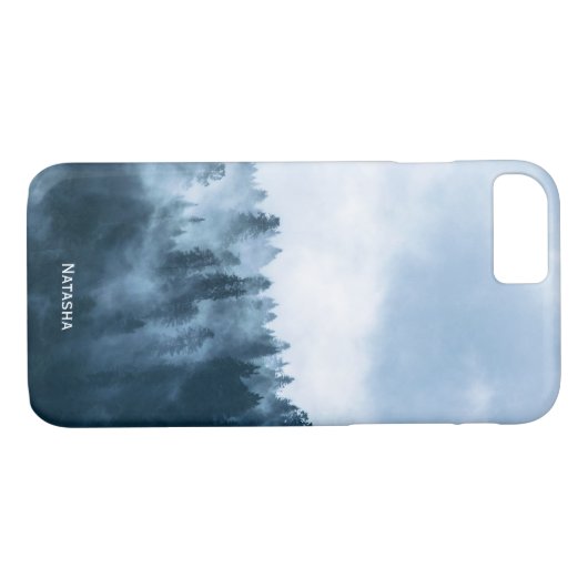 Gepersonaliseerde atmosferische mist over een bos Case-Mate iPhone case (Achterkant (Horizontaal))