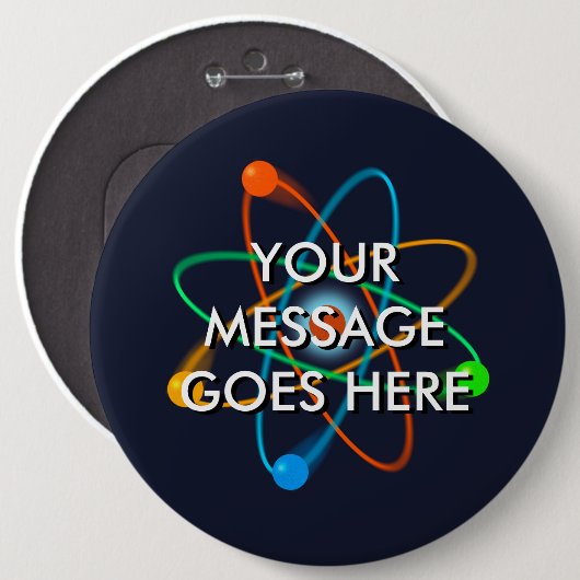 gepersonaliseerde atoomstructuur ronde button 6,0 cm (Voorkant /achterkant)