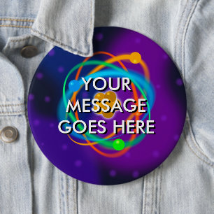Gepersonaliseerde atoomstructuurspots ronde button 6,0 cm