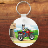 Gepersonaliseerde ATV Rider - Vrouw Cartoon Sleutelhanger (Voorkant)