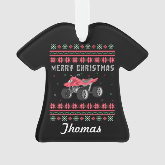 Gepersonaliseerde ATV Ugly KerstSweater Ornament (achterkant)
