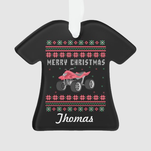 Gepersonaliseerde ATV Ugly KerstSweater Ornament (voorkant)