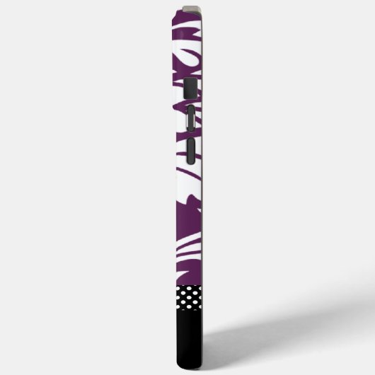 Gepersonaliseerde  aubergine Damask en Polka Dot Case-Mate iPhone Case (Achterkant / Links)