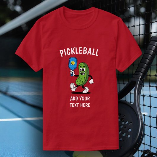 Gepersonaliseerde augurk spelen Pickleball Grappig T-shirt