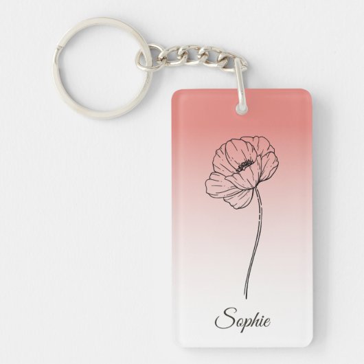 Gepersonaliseerde August Geboortebloem Sleutelhang Sleutelhanger (Voorkant)