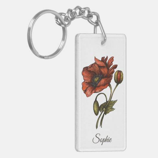 Gepersonaliseerde August Geboortebloem Sleutelhang Sleutelhanger (Voorkant Links)