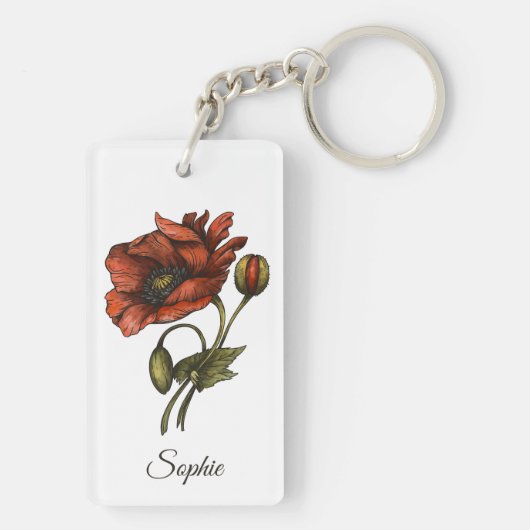 Gepersonaliseerde August Geboortebloem Sleutelhang Sleutelhanger (achterkant)