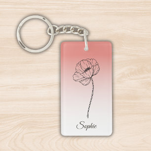 Gepersonaliseerde August Geboortebloem Sleutelhang Sleutelhanger