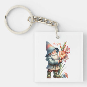 Gepersonaliseerde augustus Geboortemaand Tuin Gnoo Sleutelhanger