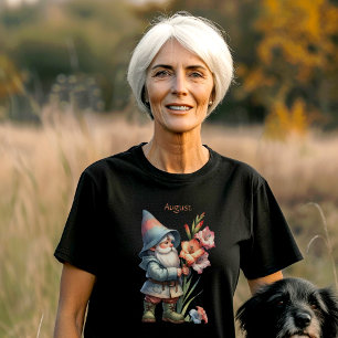 Gepersonaliseerde augustus Geboortemaand Tuin Gnoo T-shirt