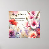 Gepersonaliseerde augustus verjaardag bloemen cade canvas afdruk (Voorkant)