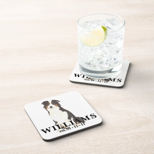 Gepersonaliseerde Aussie Australian Shepherd Dog Bier Onderzetter (Rechterzijde)