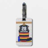 Gepersonaliseerde Aussie Rules Football Jersey BRY Bagagelabel (Achterkant verticaal)