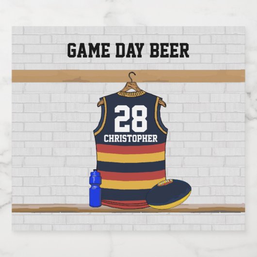 Gepersonaliseerde Aussie Rules Football Jersey BRY Bier Etiket (Enkel label)