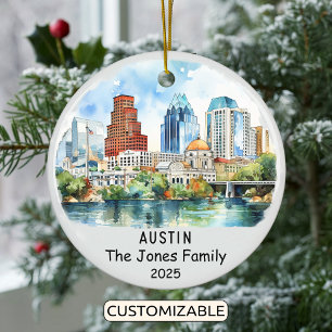 Gepersonaliseerde Austin Ornament, Texas Keramisch Ornament