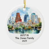 Gepersonaliseerde Austin Ornament, Texas Keramisch Ornament (Voorkant)