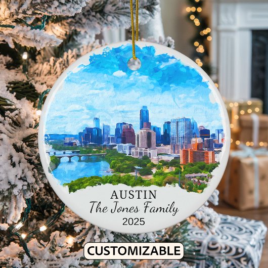 Gepersonaliseerde Austin Ornament, Texas State Keramisch Ornament
