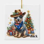 Gepersonaliseerde Australian Cattle Dog Kerstmis Keramisch Ornament (Achterkant)
