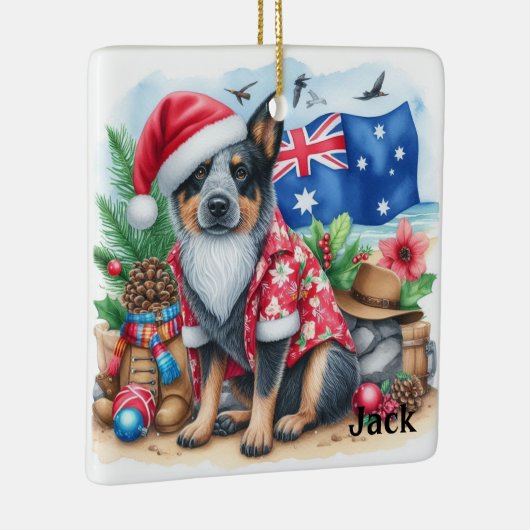 Gepersonaliseerde Australian Cattle Dog Kerstmis Keramisch Ornament (Rechts)