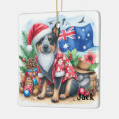 Gepersonaliseerde Australian Cattle Dog Kerstmis Keramisch Ornament (Links)