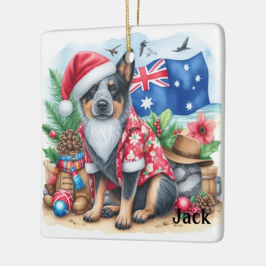 Gepersonaliseerde Australian Cattle Dog Kerstmis Keramisch Ornament (Links)