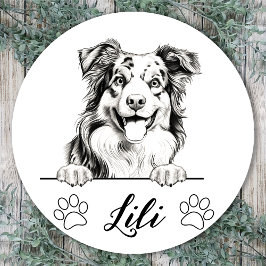 Gepersonaliseerde Australian Shepherd handtekening Ronde Sticker