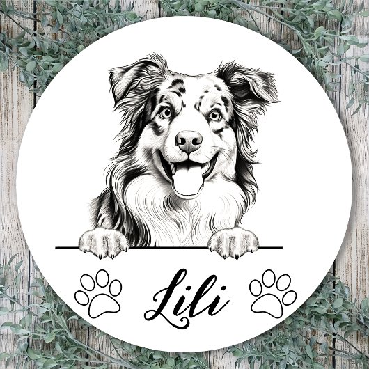 Gepersonaliseerde Australian Shepherd handtekening Ronde Sticker
