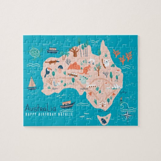 Gepersonaliseerde Australië Kaart Jigsaw Puzzel vo (Horizontaal)