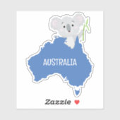Gepersonaliseerde Australië Kaart met Grijze Koala Sticker (Vel)