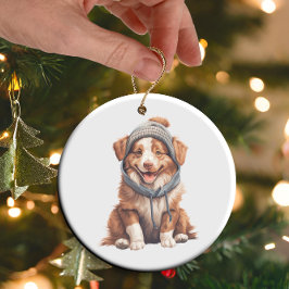 Gepersonaliseerde Australische Herder Dog Art Keramisch Ornament