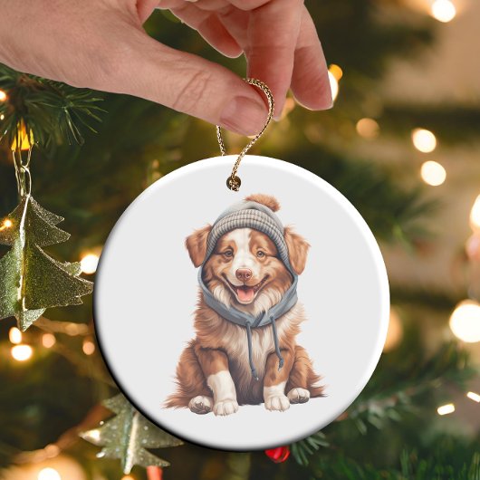Gepersonaliseerde Australische Herder Dog Art Keramisch Ornament