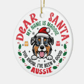 Gepersonaliseerde Australische Herder Hond Kerstmi Keramisch Ornament (Links)