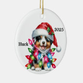 Gepersonaliseerde Australische Herder Kersthond Keramisch Ornament (Rechts)