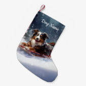 Gepersonaliseerde Australische Herder Kerstmis Kleine Kerstsok (Voorkant (Hangend))