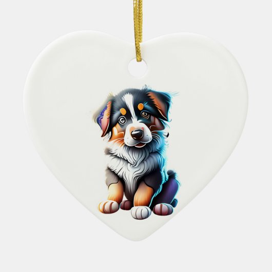 Gepersonaliseerde Australische Herder Puppy Keramisch Ornament (Voorkant)
