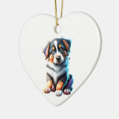 Gepersonaliseerde Australische Herder Puppy Keramisch Ornament (Links)