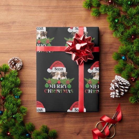 Gepersonaliseerde Australische Herder Vrolijk Kers Cadeaupapier (Feestdagen Geschenken)