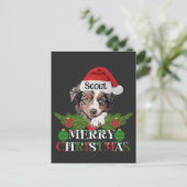 Gepersonaliseerde Australische Herder Vrolijk Kers Feestdagenkaart (Staand voorkant)