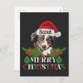 Gepersonaliseerde Australische Herder Vrolijk Kers Feestdagenkaart (Voorkant / Achterkant)