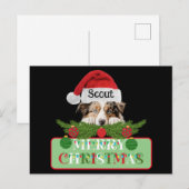 Gepersonaliseerde Australische Herder Vrolijk Kers Feestdagenkaart (Voorkant / Achterkant)