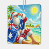 Gepersonaliseerde Australische Santa Beach op Kers Keramisch Ornament (Links)