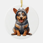 Gepersonaliseerde Australische vee hond kunst Keramisch Ornament (Voorkant)