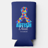 Gepersonaliseerde Autisme Papa Blauw Seltzer Blikjeskoeler (Achterkant)