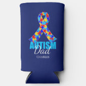Gepersonaliseerde Autisme Papa Blauw Seltzer Blikjeskoeler (Voorkant)