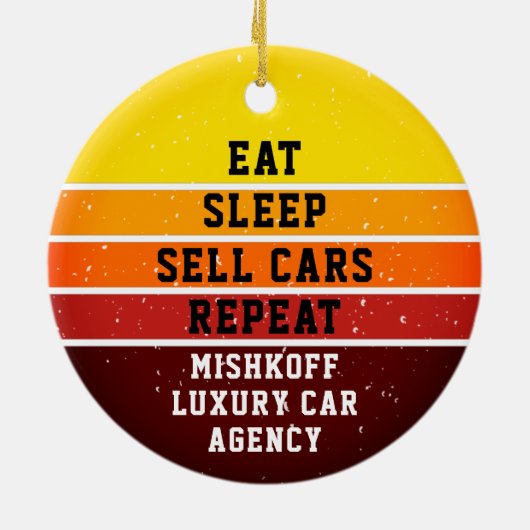 Gepersonaliseerde auto autoverkoop eet slaap herha keramisch ornament (Achterkant)