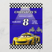 Gepersonaliseerde Auto Jongens Verjaardagsfeest Ui (Voorkant)