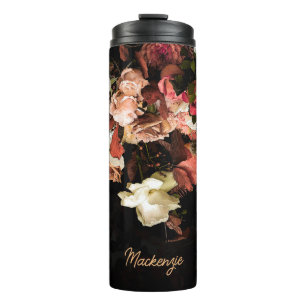 Gepersonaliseerde Autumn Flowers Stijlvolle Druk Thermosbeker